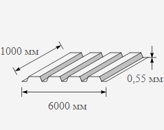 Профнастил оцинкованный 0.55x1000x6000